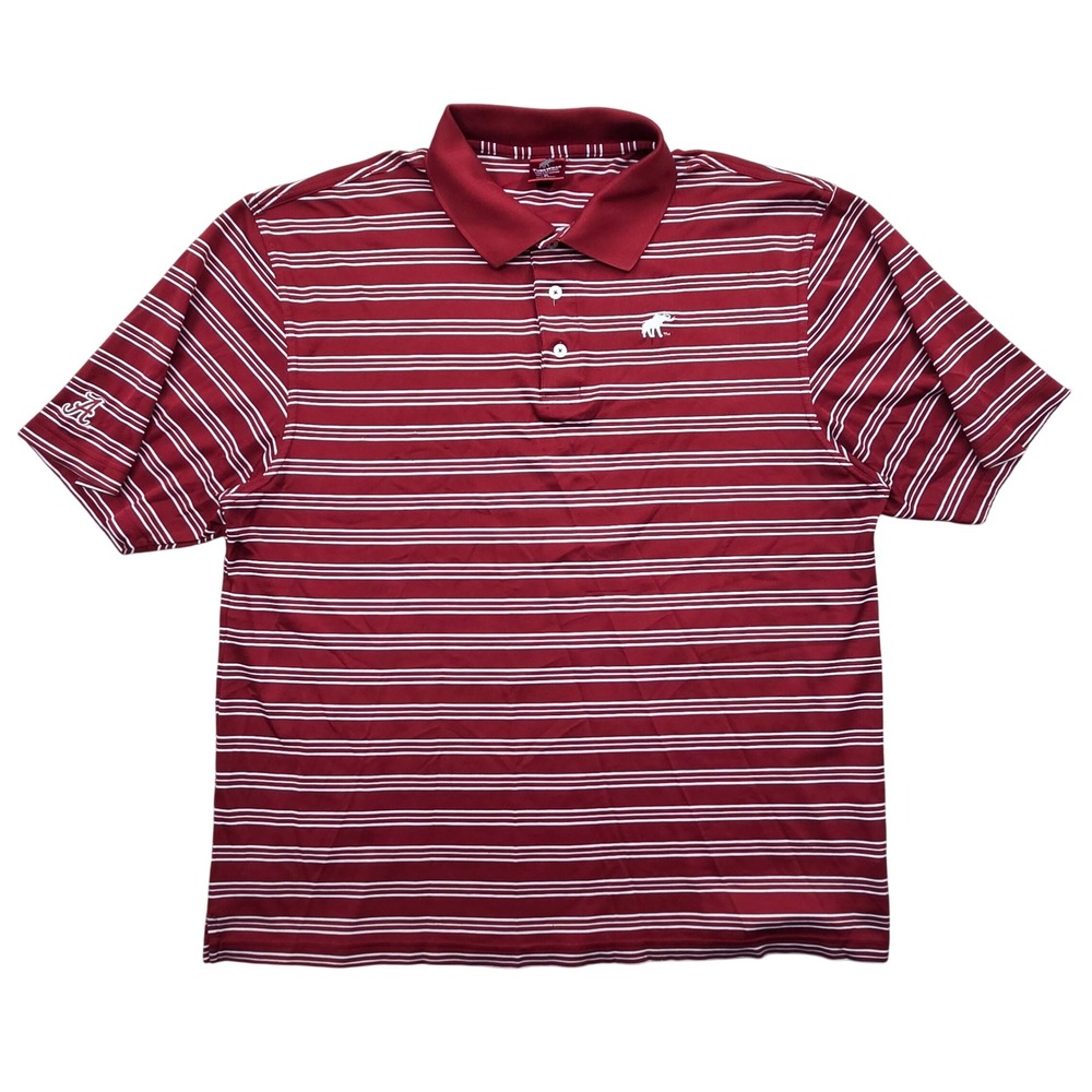 TuskWear Alabama Crimson Tide‎ Polo Shirt Red Striped Performance Mens XL *READ